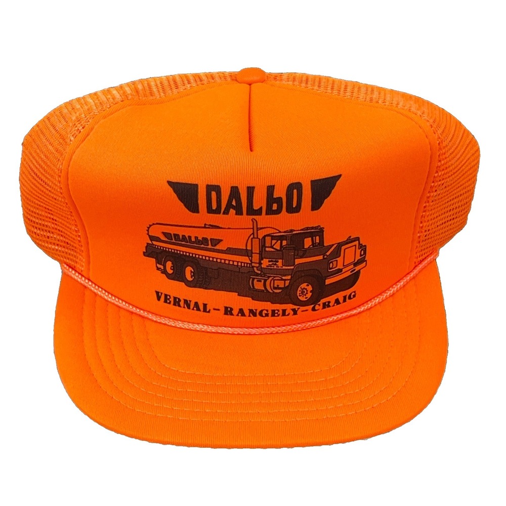 Vintage Dalbo Trucker Hat Cap Snapback Blaze Orange Tanker Trucking 90s Mesh